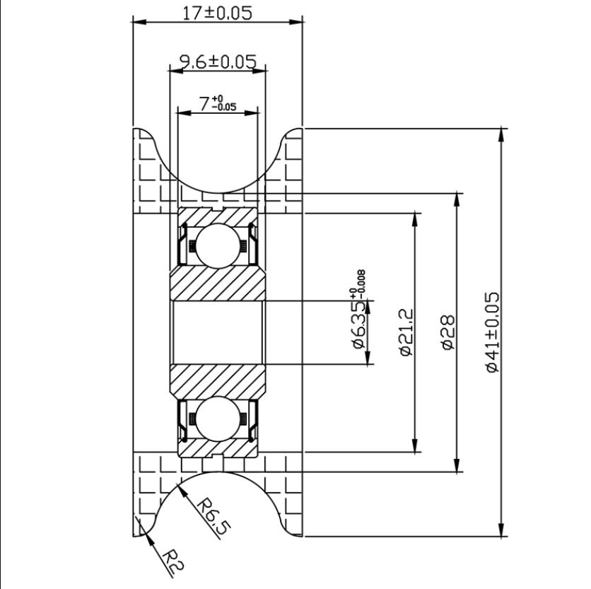 nylon roller wheel size 