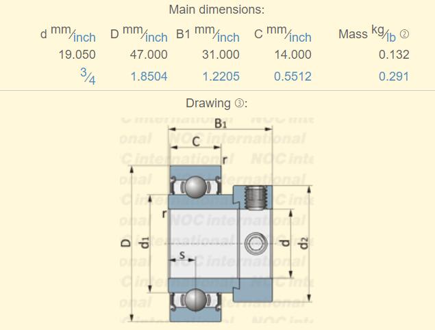 RA012NPP bearing dimension 