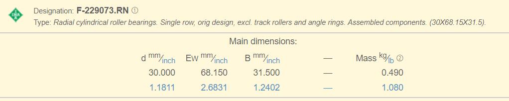 Reducer Hydraulic Pump Bearing 